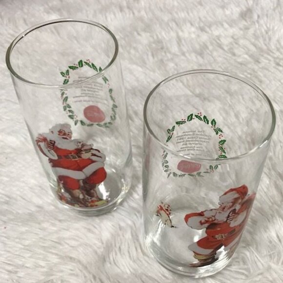 NWOT Set of 2 Vintage Coca-Cola 1of 3 & 3 of 3 Series 1 Sundblom Santa Glasses - Picture 8 of 11